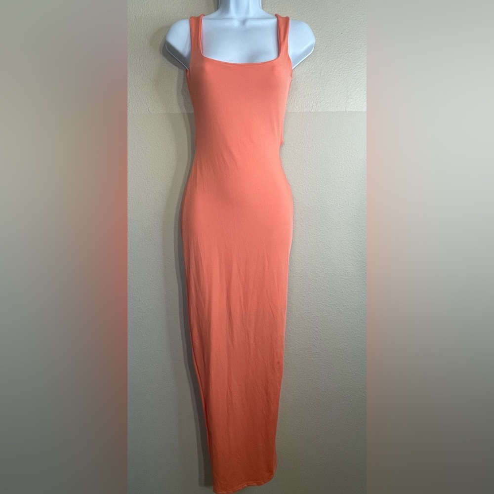 SHEIN Coral/orange bodycon back cutout Dress